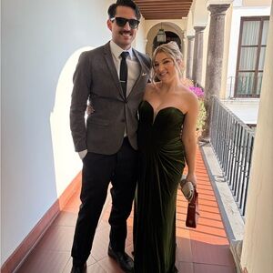 Green velvet dress
